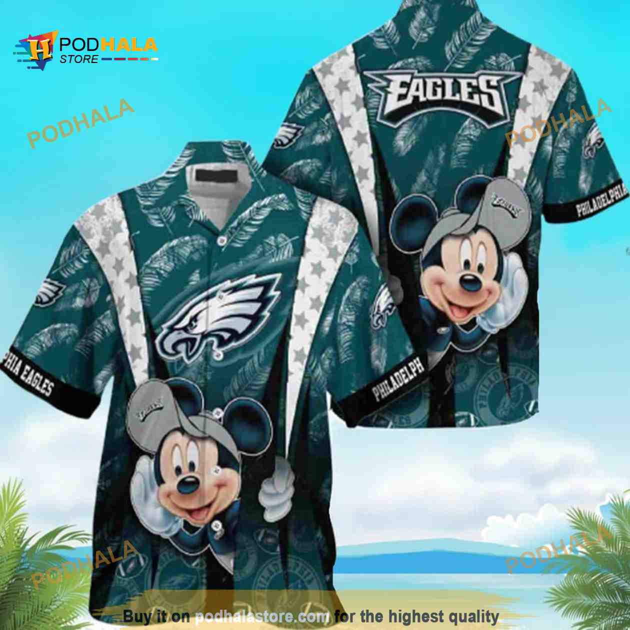 Cool Disney Mickey Mouse NFL Philadelphia Eagles Hawaiian Shirt Cool Disney Mickey Mouse NFL Philadelphia Eagles Hawaiian Shirt