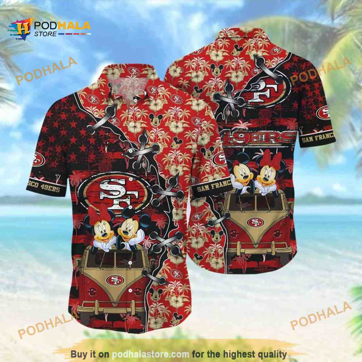 Cool Disney Mickey Mouse NFL San Francisco 49ers Hawaiian Shirt Cool Disney Mickey Mouse NFL San Francisco 49ers Hawaiian Shirt