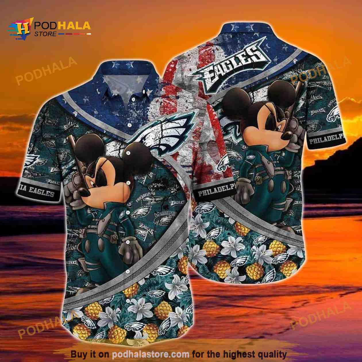 Cool Disney Mickey Mouse Philadelphia Eagles NFL Hawaiian Shirt Cool Disney Mickey Mouse Philadelphia Eagles NFL Hawaiian Shirt