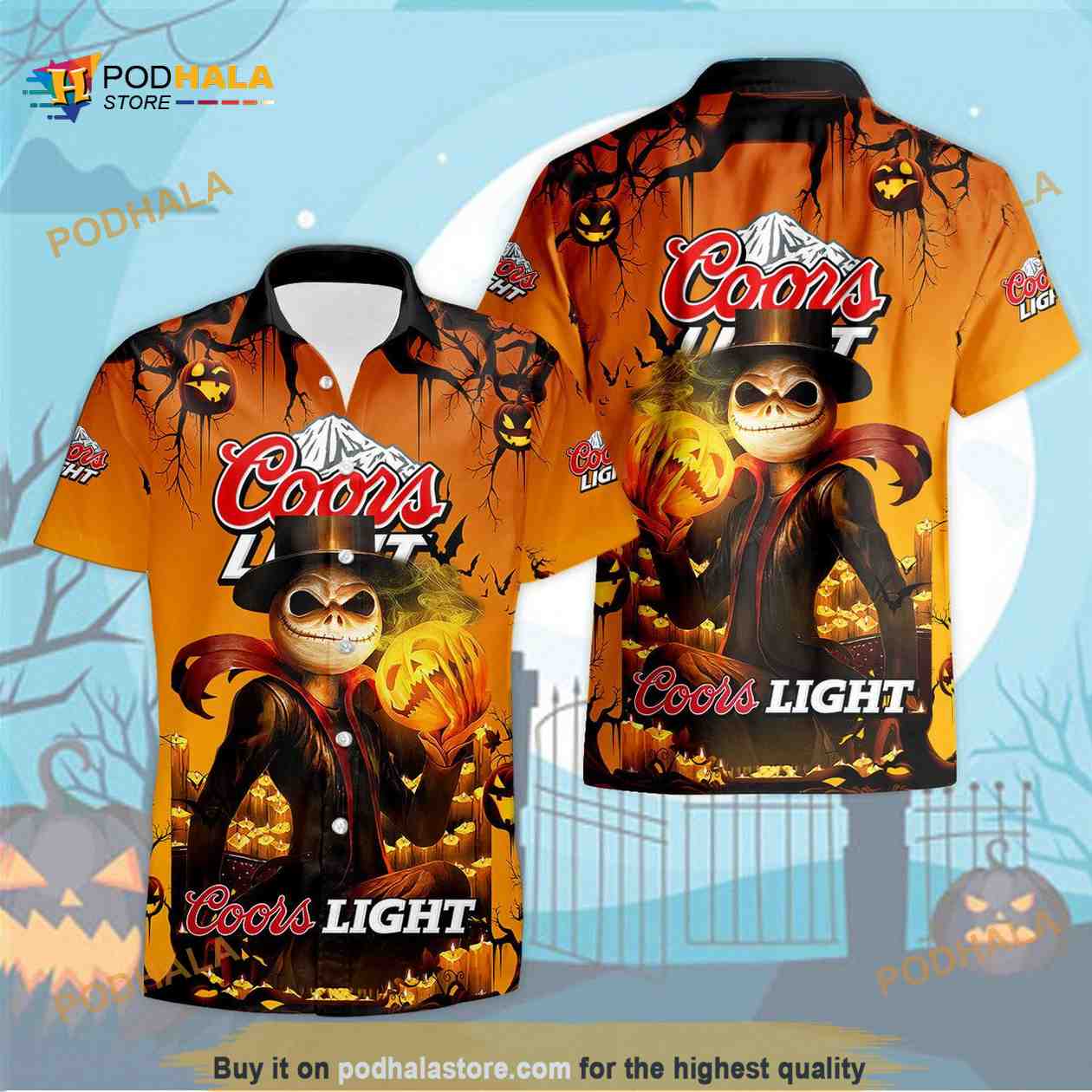 Cool Halloween Jack Skellington Coors Light Funny Hawaiian Shirt Cool Halloween Jack Skellington Coors Light Funny Hawaiian Shirt