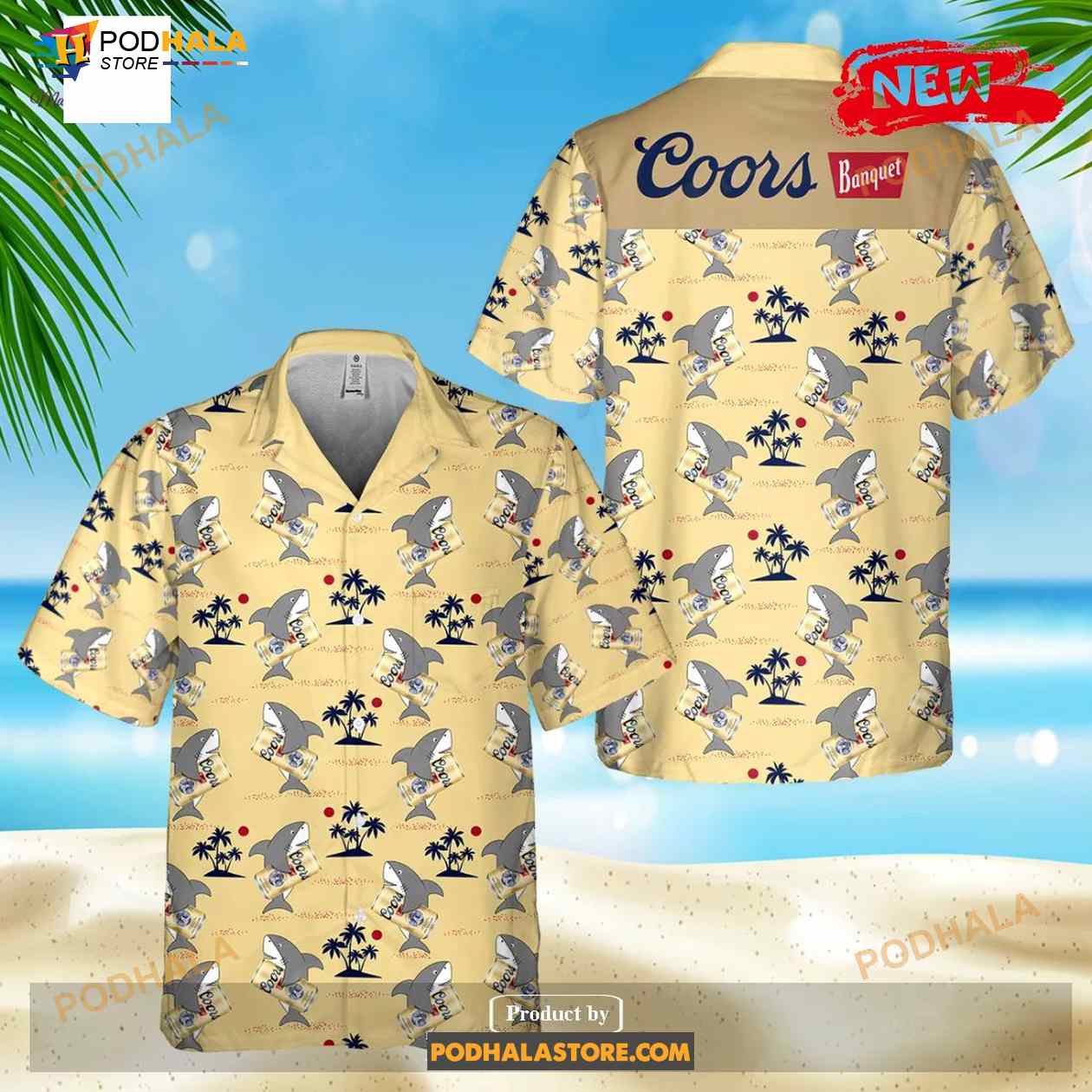 Coors Banquet Shark Summer Yellow Design Funny Hawaiian Shirt Coors Banquet Shark Summer Yellow Design Funny Hawaiian Shirt