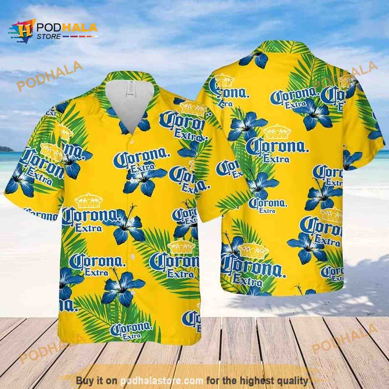Corona Extra Hibiscus Flower Pattern Funny Hawaiian Shirt Corona Extra Hibiscus Flower Pattern Funny Hawaiian Shirt