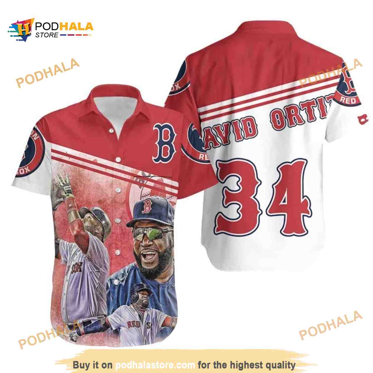 David Ortiz 34 Boston Red Sox Funny Hawaiian Shirt Baseball Fans Gift David Ortiz 34 Boston Red Sox Funny Hawaiian Shirt Baseball Fans Gift