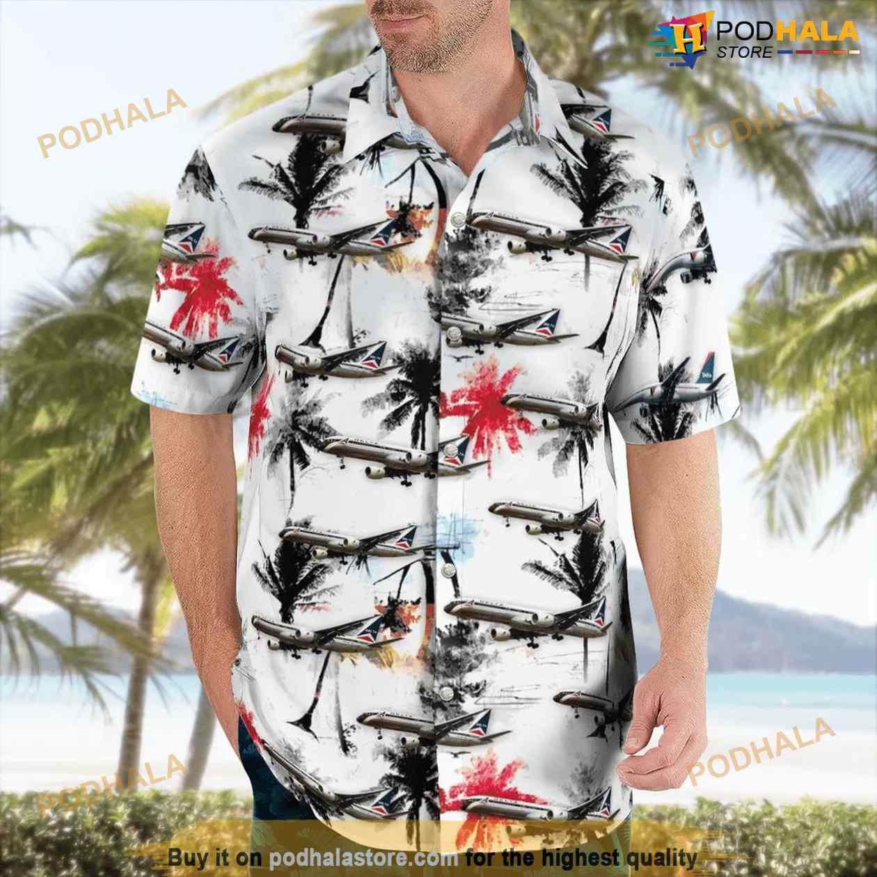 Delta Air Lines Boeing 757-232 Hawaiian Shirt Man Delta Air Lines Boeing 757-232 Hawaiian Shirt Man