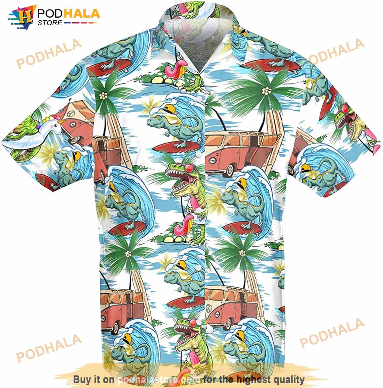 Dinosaur Surfing Tropical Hawaiian Shirt Dinosaur Surfing Tropical Hawaiian Shirt