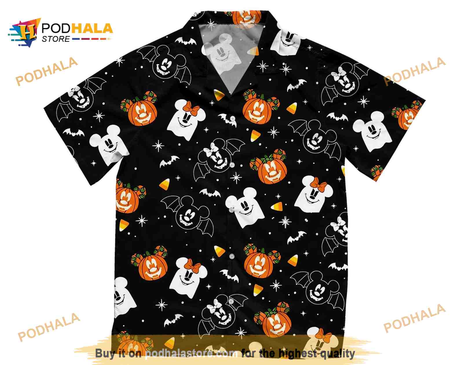 Disney Halloween Mickey Minnie Mouse Pumpkin Boo Ghost Bat Hawaiian Disney Halloween Mickey Minnie Mouse Pumpkin Boo Ghost Bat Hawaiian