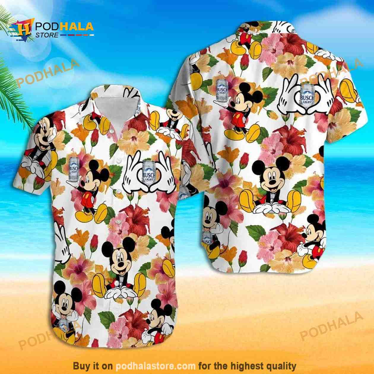 Disney Hawaiian Shirt Mickey Mouse And Busch Light Beer Disney Hawaiian Shirt Mickey Mouse And Busch Light Beer