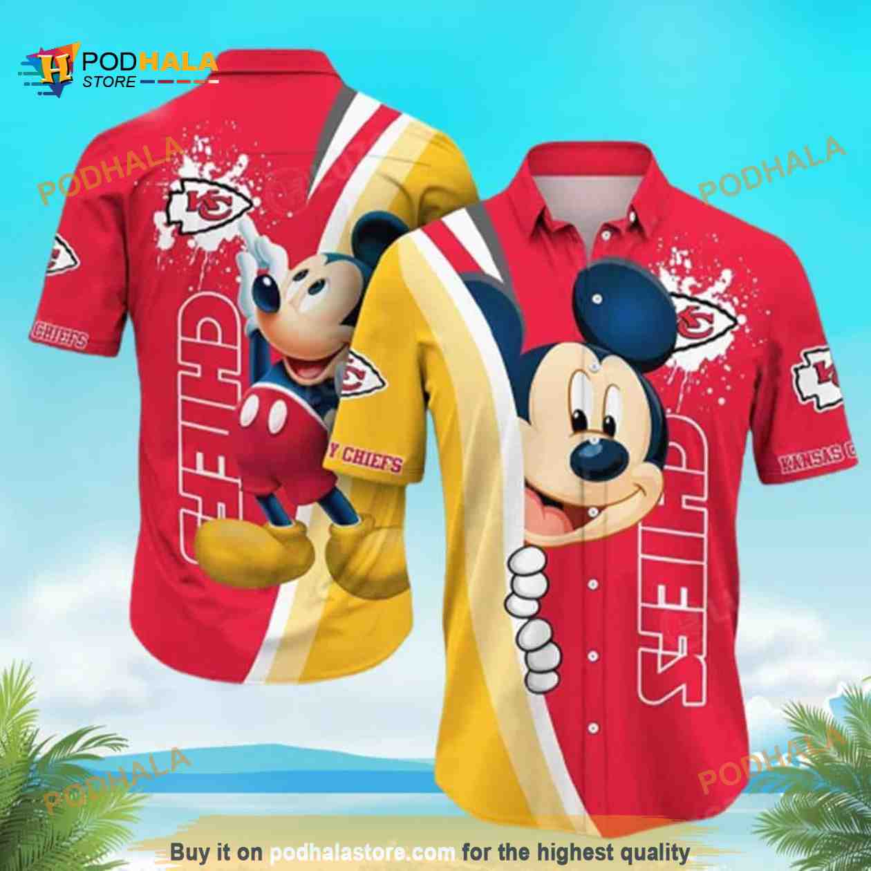 Disney Hawaiian Shirt Mickey Mouse With Kansas City Chiefs Disney Hawaiian Shirt Mickey Mouse With Kansas City Chiefs