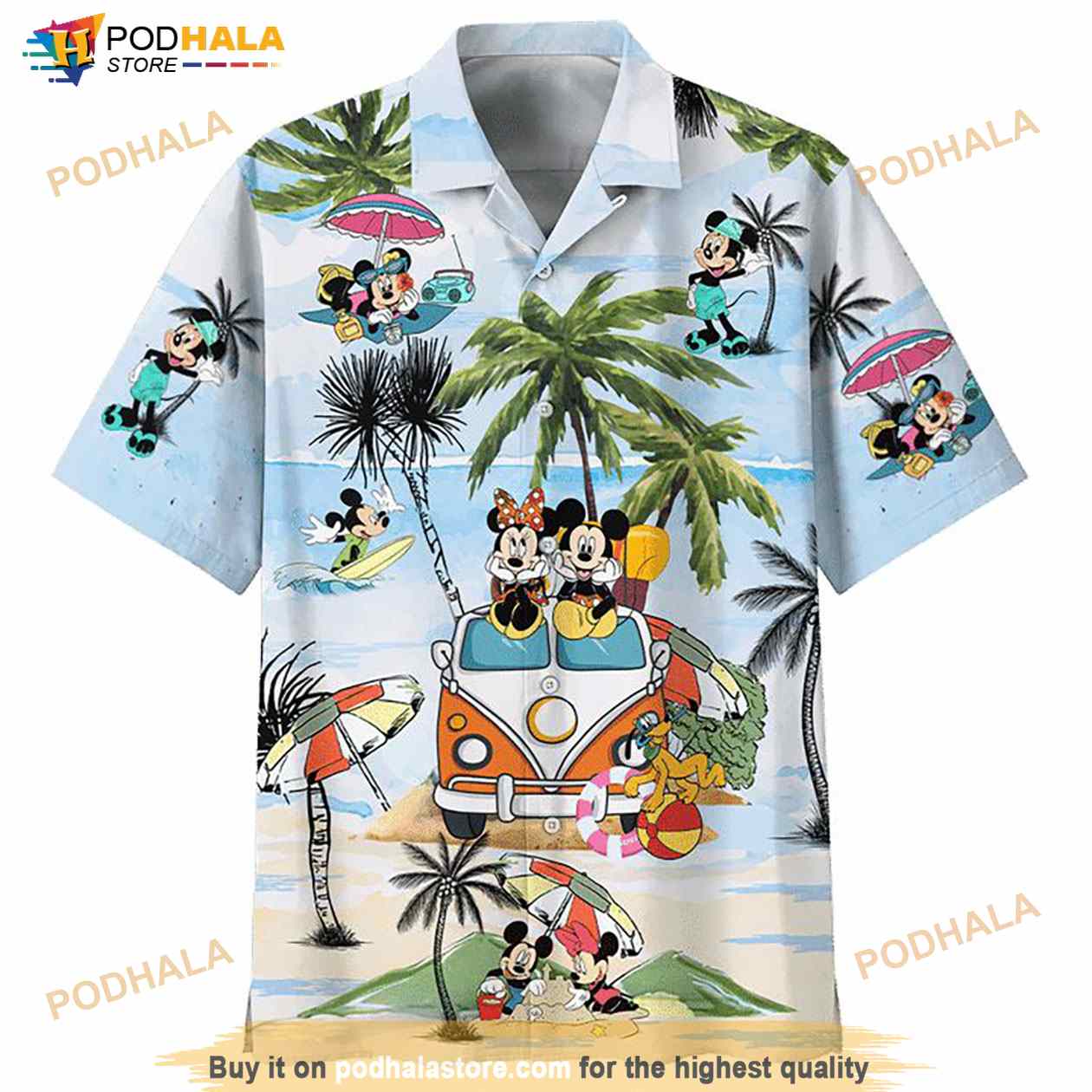 Disney Mickey And Minnie Print Hawaiian Shirt Disney Mickey And Minnie Print Hawaiian Shirt