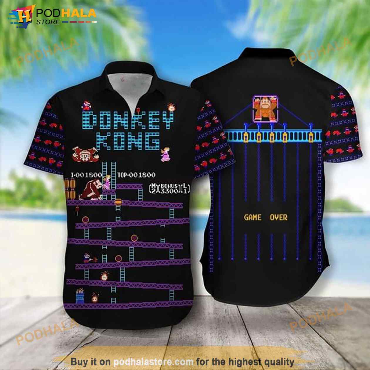 Donkey Kong Print Hawaiian Shirt Donkey Kong Print Hawaiian Shirt