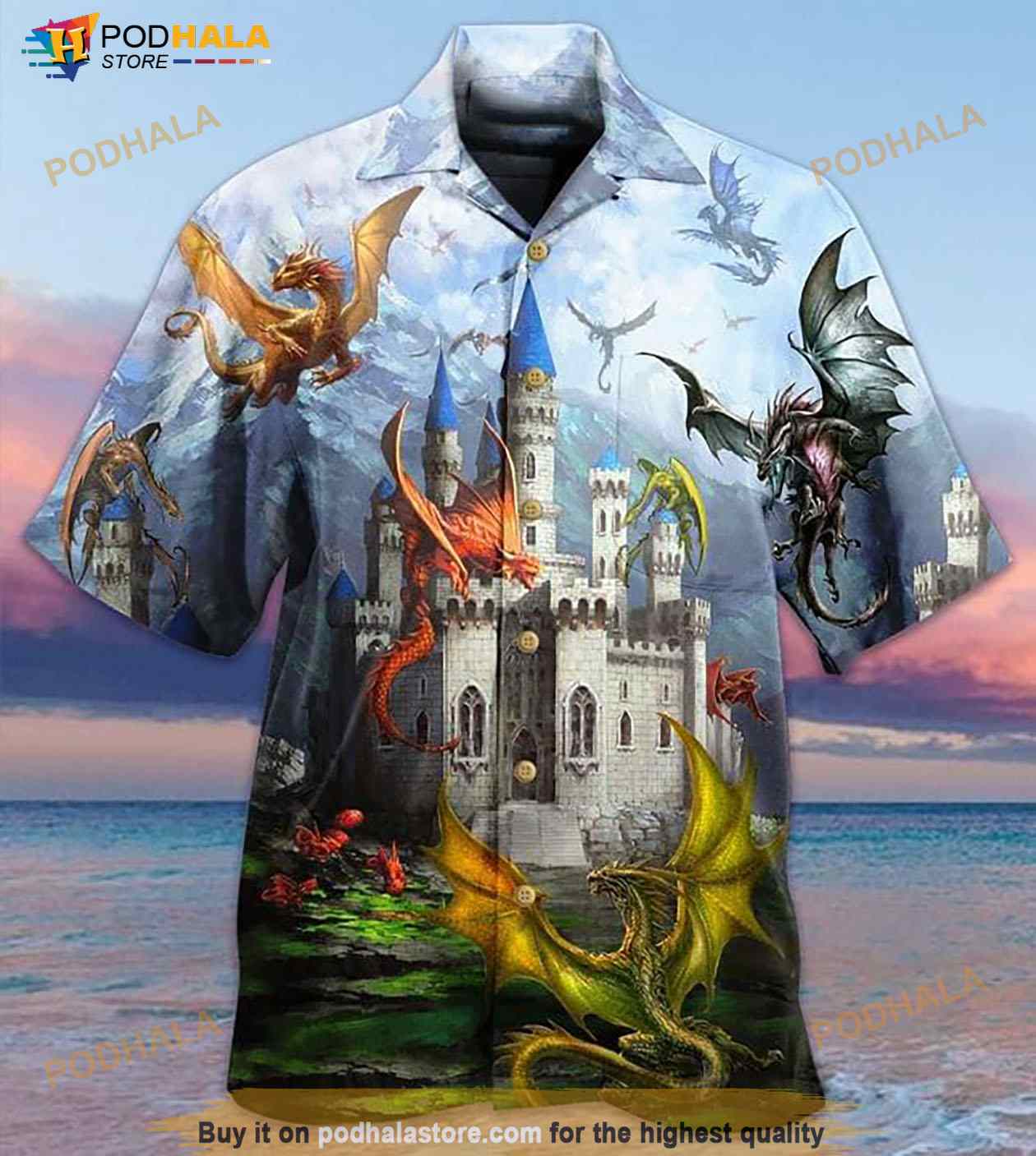 Dragons 2 Print Hawaiian Shirt Dragons 2 Print Hawaiian Shirt