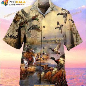 Ducks Amazing Vintage Limited Intage Tropical Chest Pocket Casual Fit Duck Icon Hawaiian Shirt