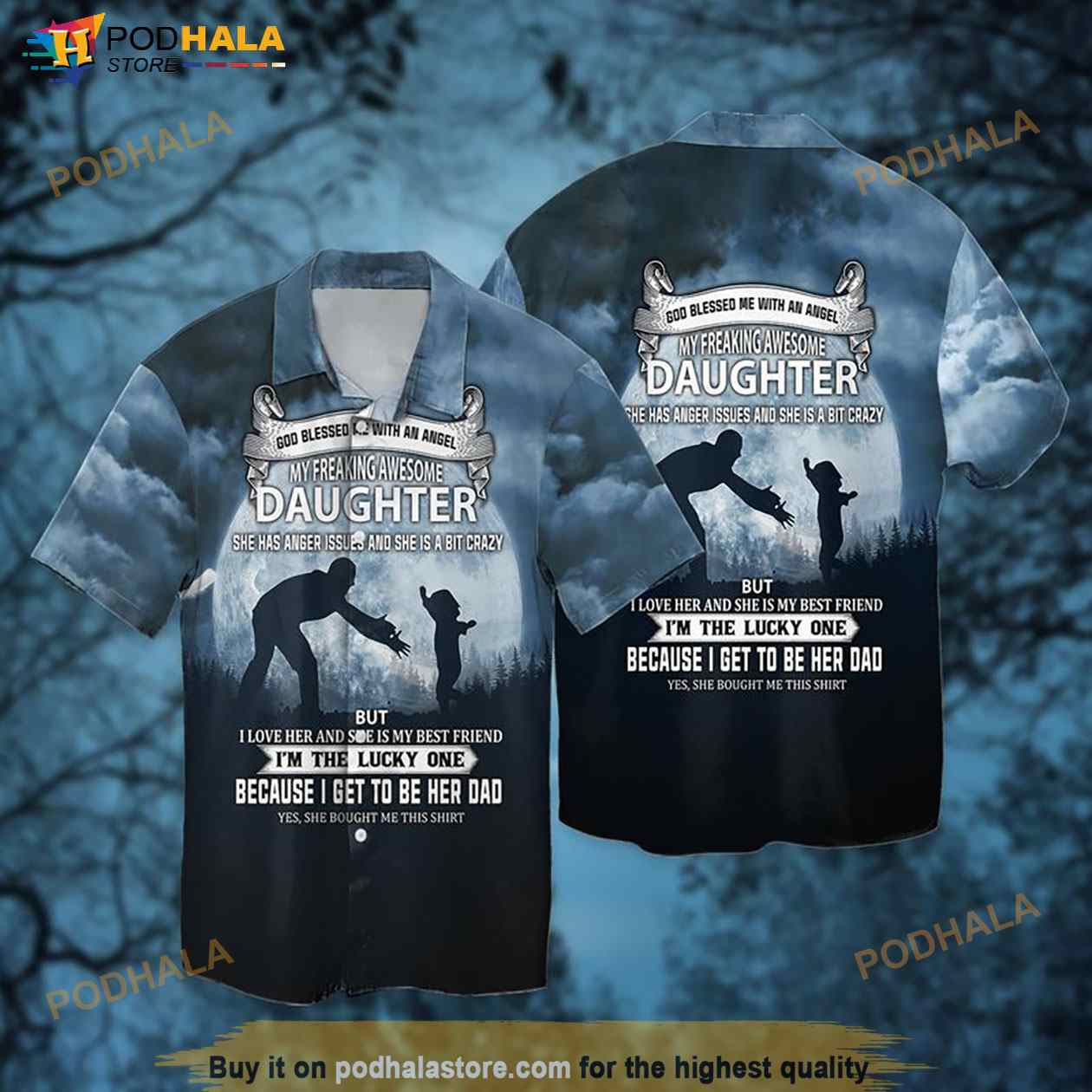 Fathers Day God Blessed Me With An Angel My Freaking Awesome Daughter Because I Get To Be Her Dad Hawaiian Shirt Fathers Day God Blessed Me With An Angel My Freaking Awesome Daughter Because I Get To Be Her Dad Hawaiian Shirt