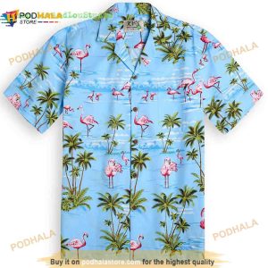 Flamingo Island Blue Funny Hawaiian Shirt Flamingo Hawaii Shirt