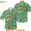 Funny Hawaiian Shirt For Men Bear The Pooh And Friend Yellow Flower On The Green