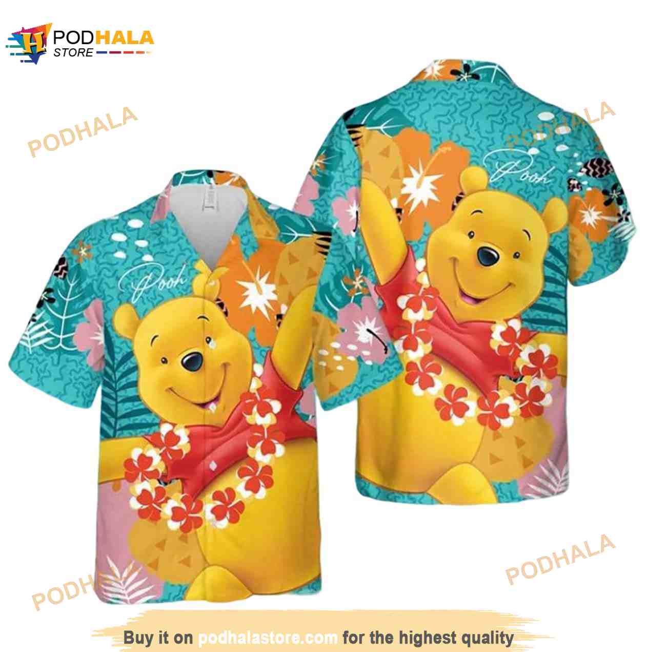 Funny Hawaiian Shirt For Men Bear The Pooh Cute Red Flower Funny Hawaiian Shirt For Men Bear The Pooh Cute Red Flower