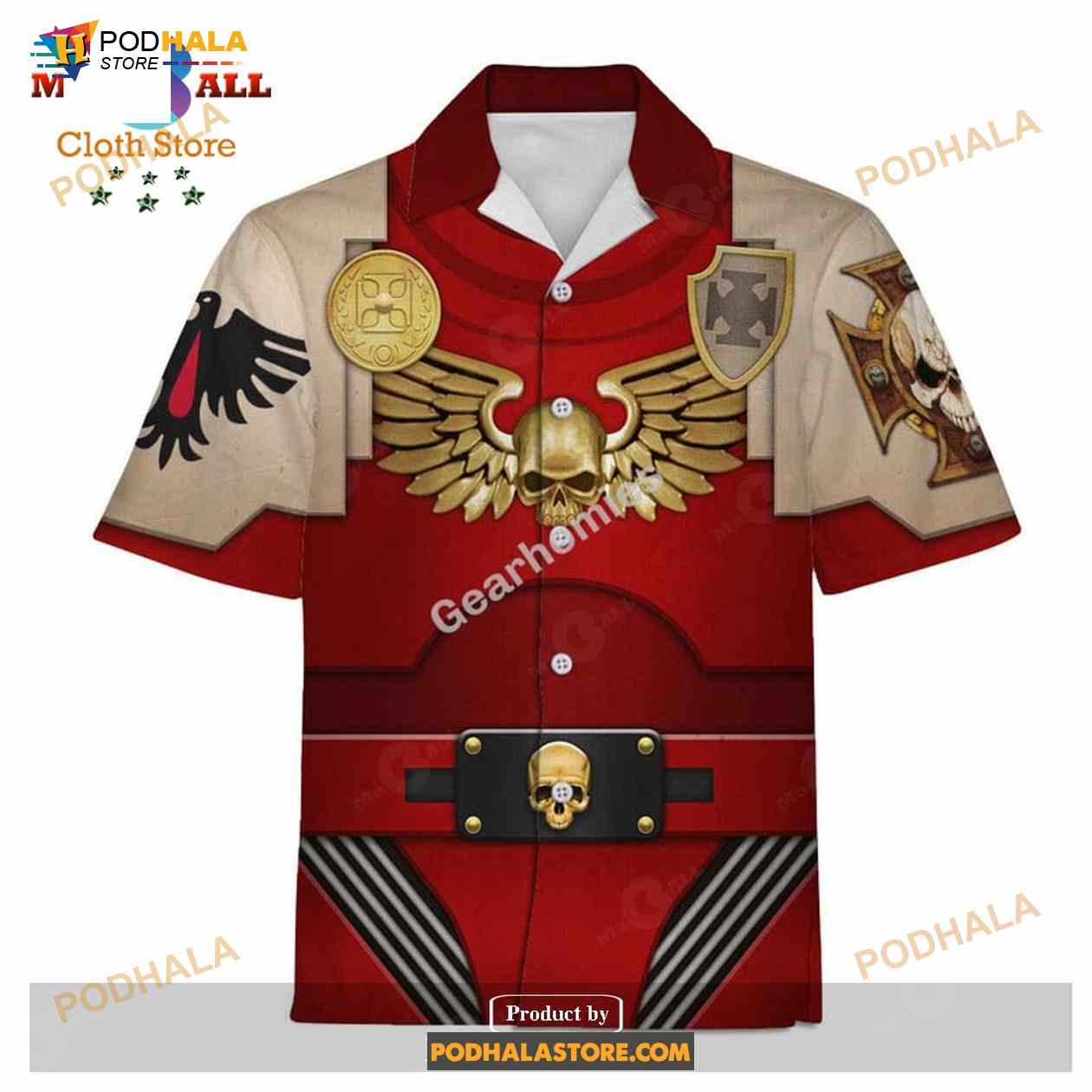 GearHomies Unisex Funny Hawaiian Shirt Terminator Armor Blood Ravens 3D Costumes GearHomies Unisex Funny Hawaiian Shirt Terminator Armor Blood Ravens 3D Costumes
