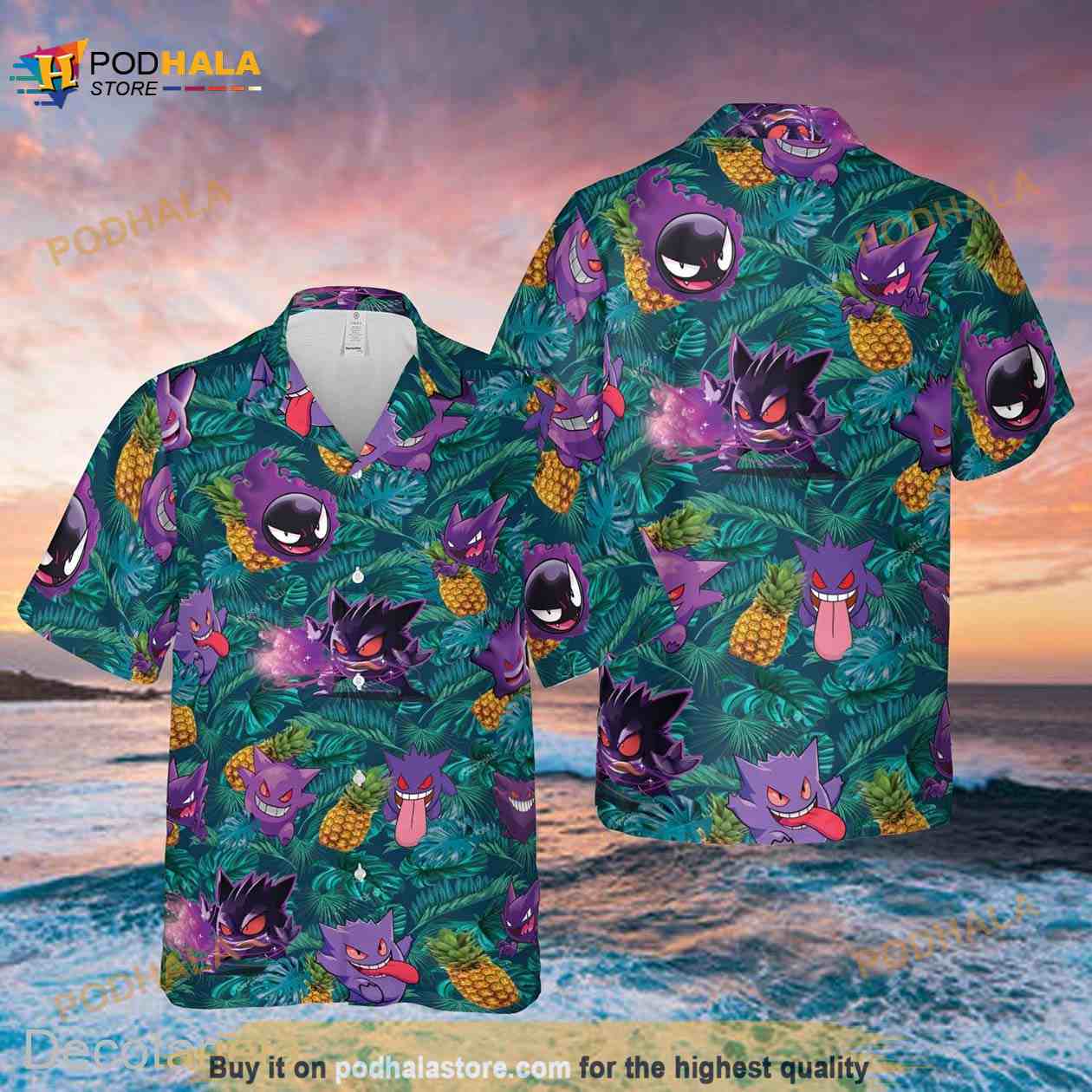 Gengar Ghost Pkm Funny Hawaiian Shirt Gengar Ghost Pkm Funny Hawaiian Shirt