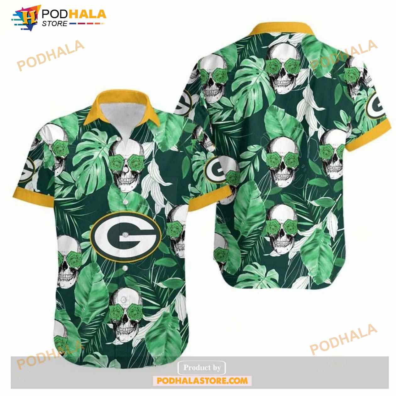 Green Bay Packers Coconut Leaves And Skulls Hawaii Shirt Summer Collections Green Bay Packers Coconut Leaves And Skulls Hawaii Shirt Summer Collections