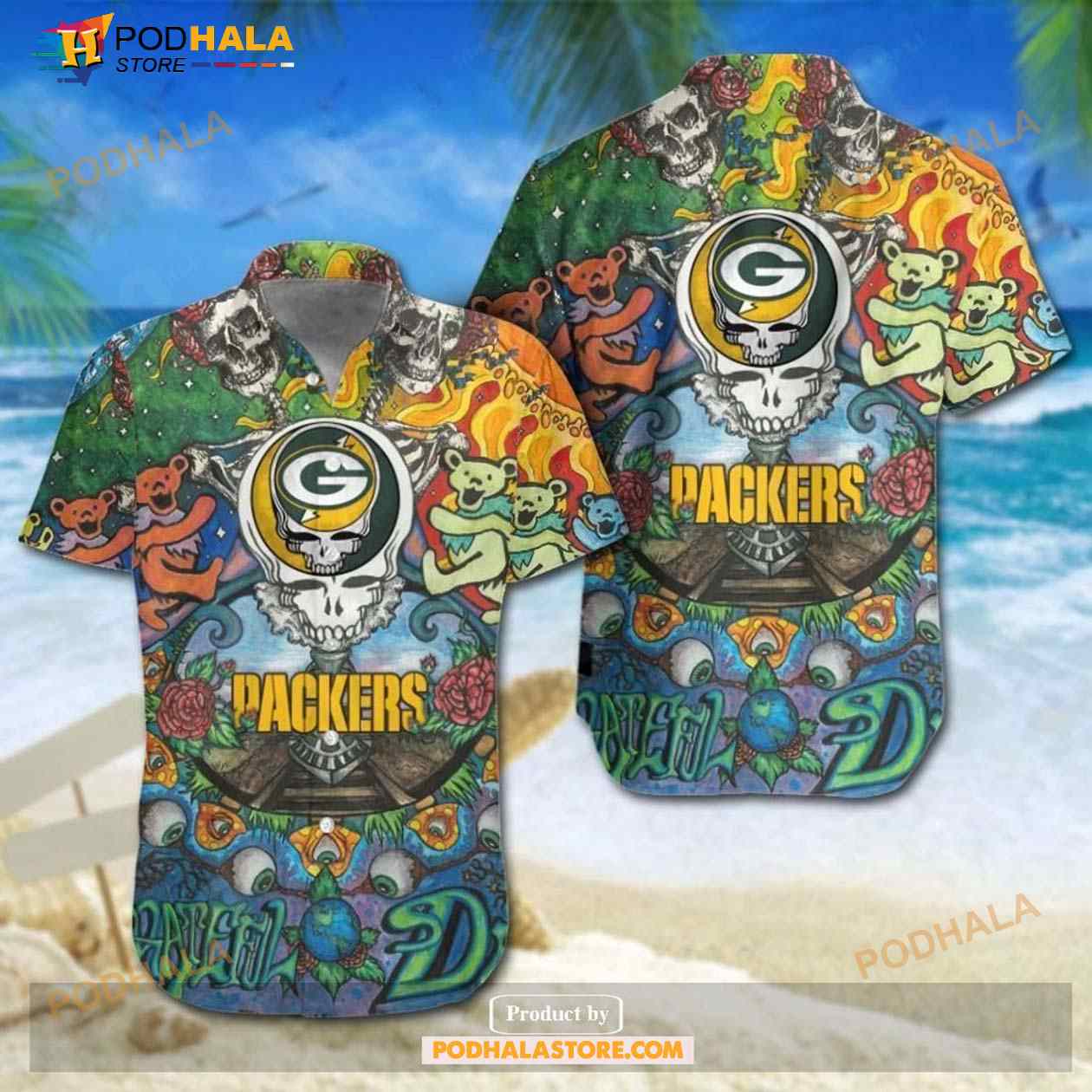 Green Bay Packers Grateful Dead NFL Gift For Fan Hawaiian Shirt Graphic Green Bay Packers Grateful Dead NFL Gift For Fan Hawaiian Shirt Graphic