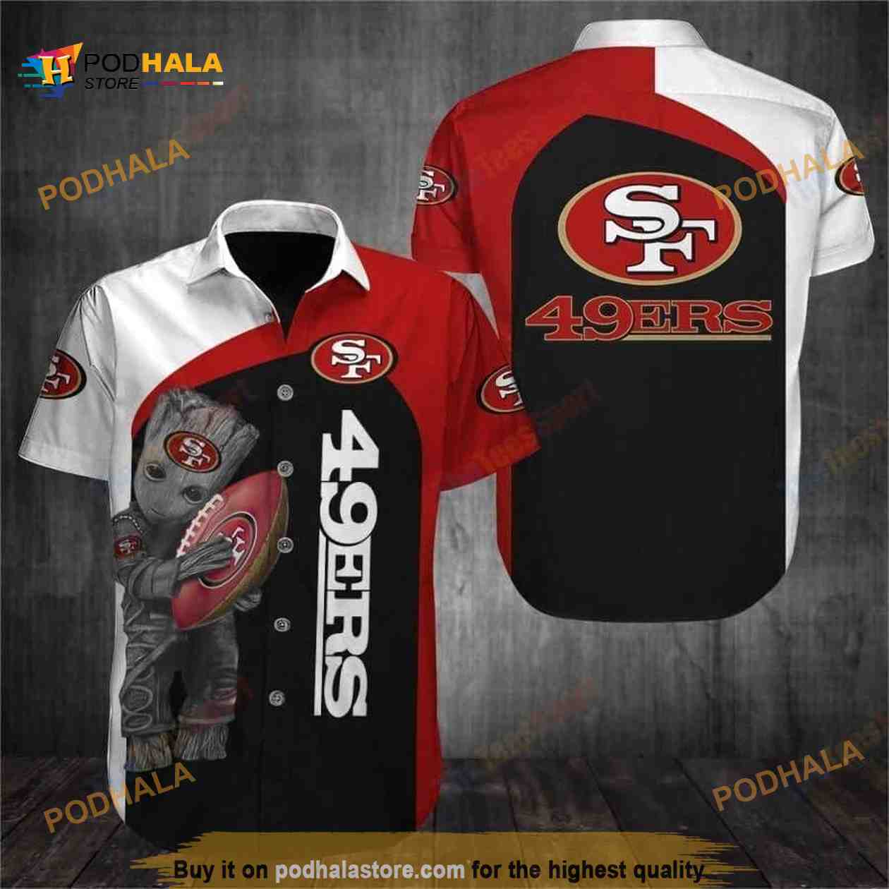 Groot Loves NFL San Francisco 49ers Funny Hawaiian Shirt Groot Loves NFL San Francisco 49ers Funny Hawaiian Shirt