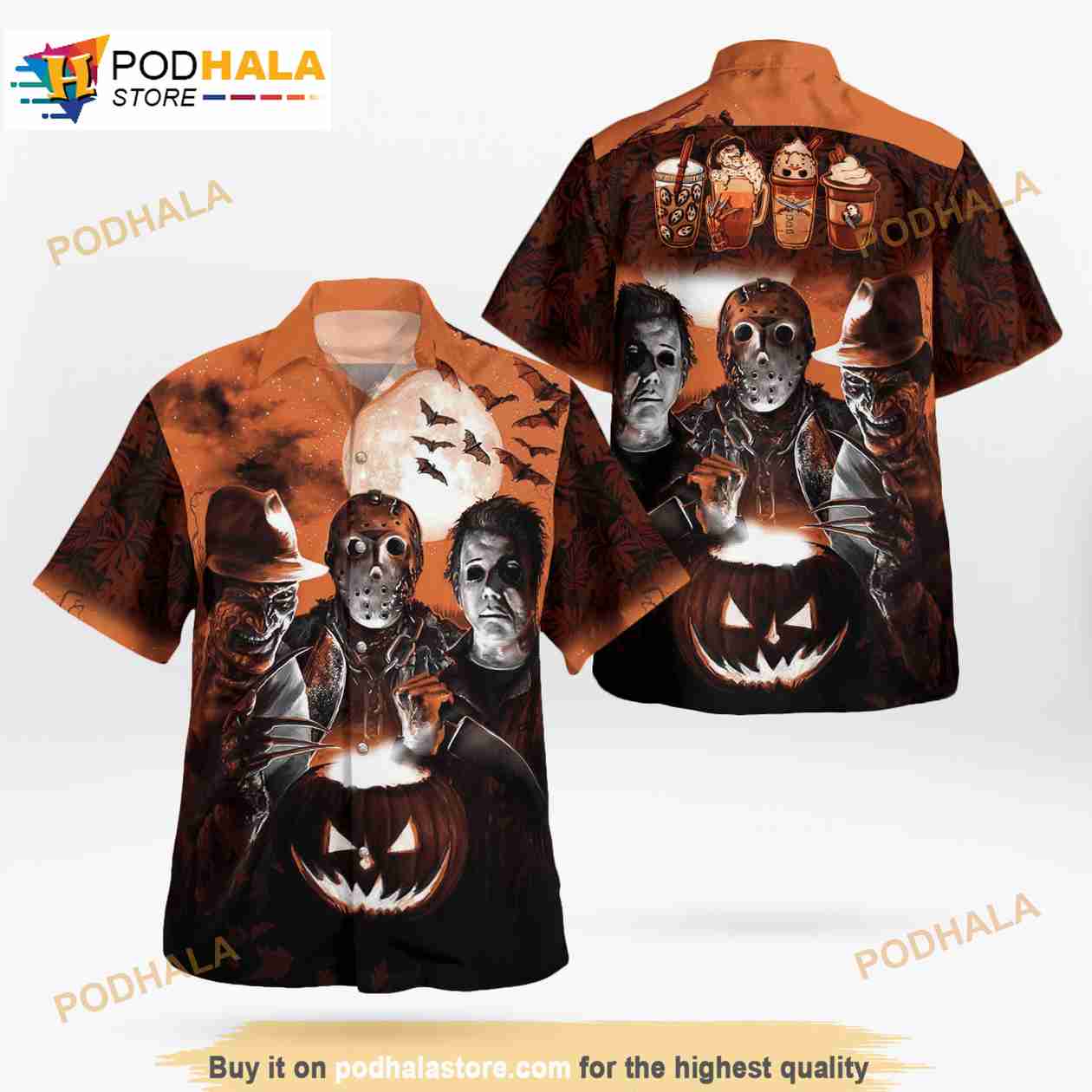 Halloween Horror Coffee Tropical 3D Funny Hawaiian Shirt Halloween Horror Coffee Tropical 3D Funny Hawaiian Shirt