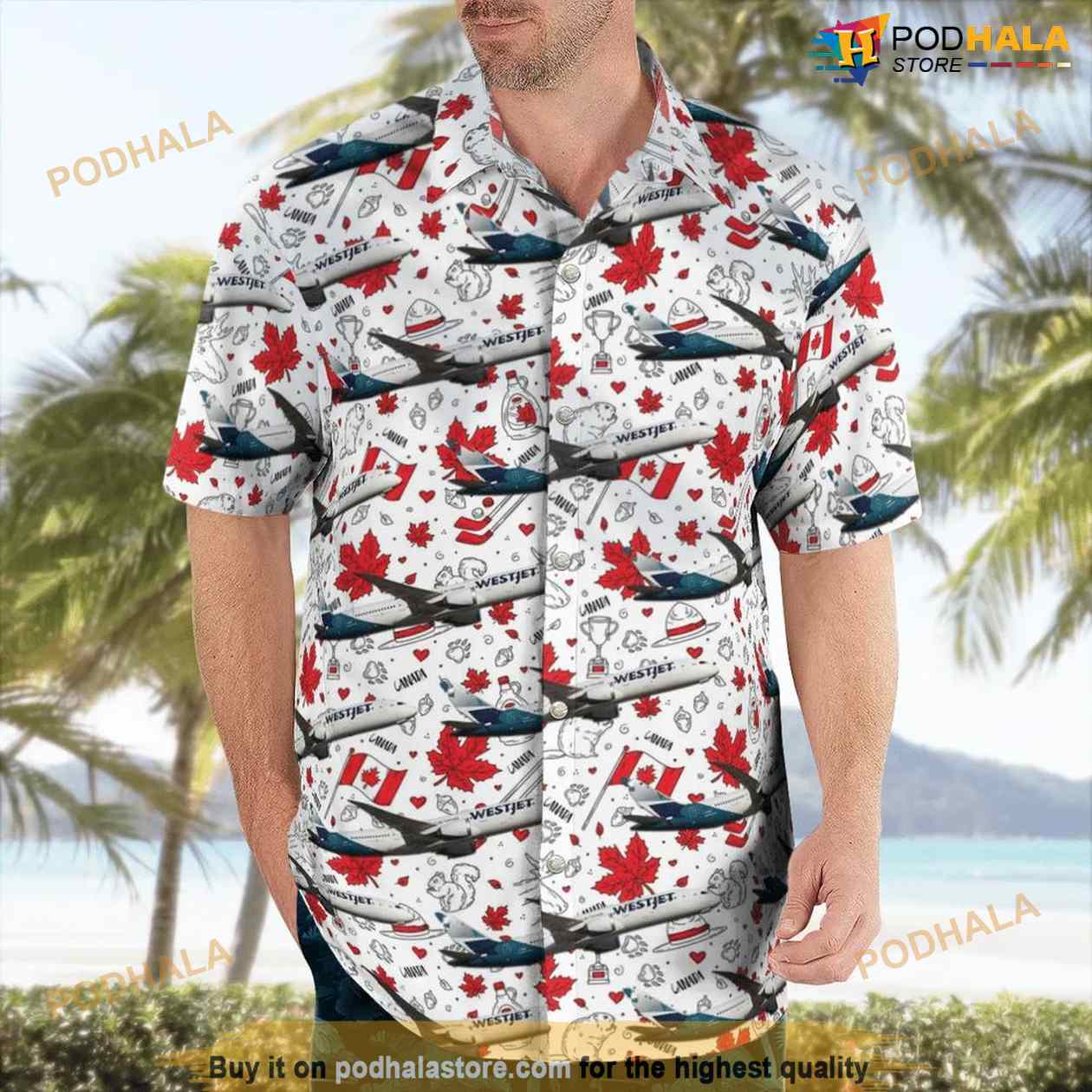 Happy Canada Day Westjet Boeing 787-9 Dreamliner Aloha Hawaiian Shirt Happy Canada Day Westjet Boeing 787-9 Dreamliner Aloha Hawaiian Shirt