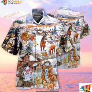 Horse Christmas Love Horse And Farm Hawaiian Shirt