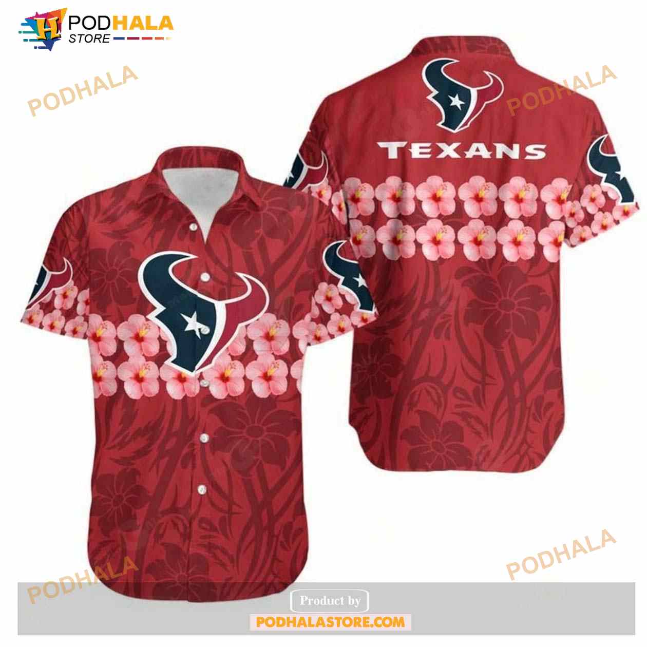 Houston Texans Flower And Logo Hawaii Shirt Summer Collections Houston Texans Flower And Logo Hawaii Shirt Summer Collections