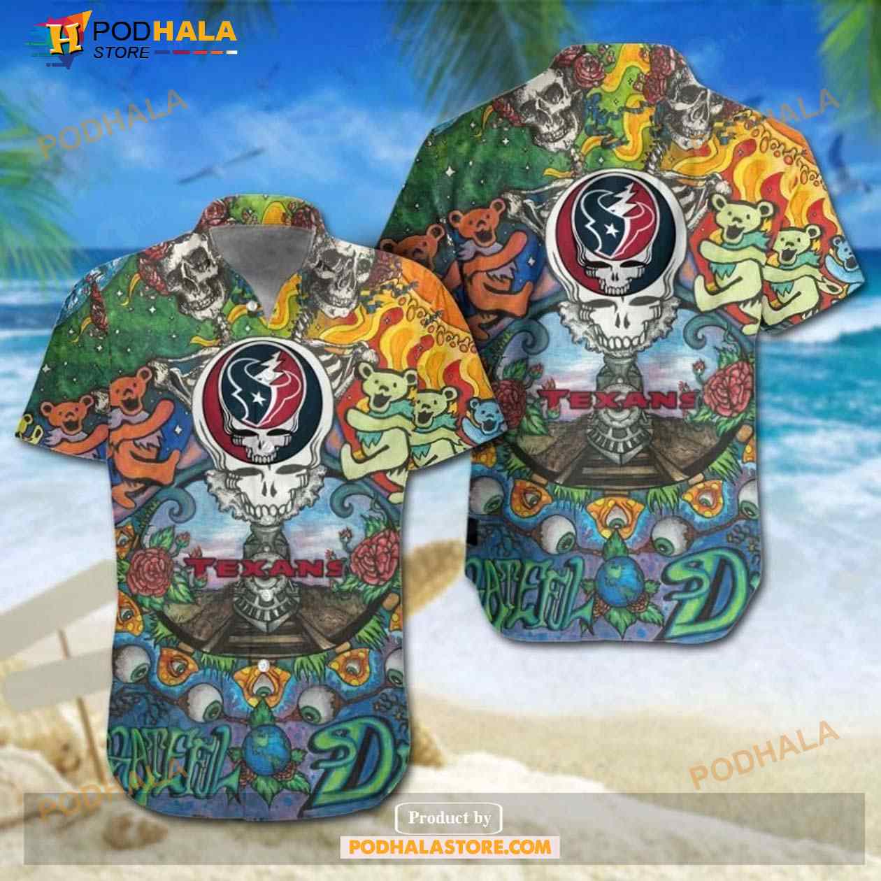 Houston Texans Grateful Dead NFL Gift For Fan Hawaiian Graphic Print Shirt Houston Texans Grateful Dead NFL Gift For Fan Hawaiian Graphic Print Shirt