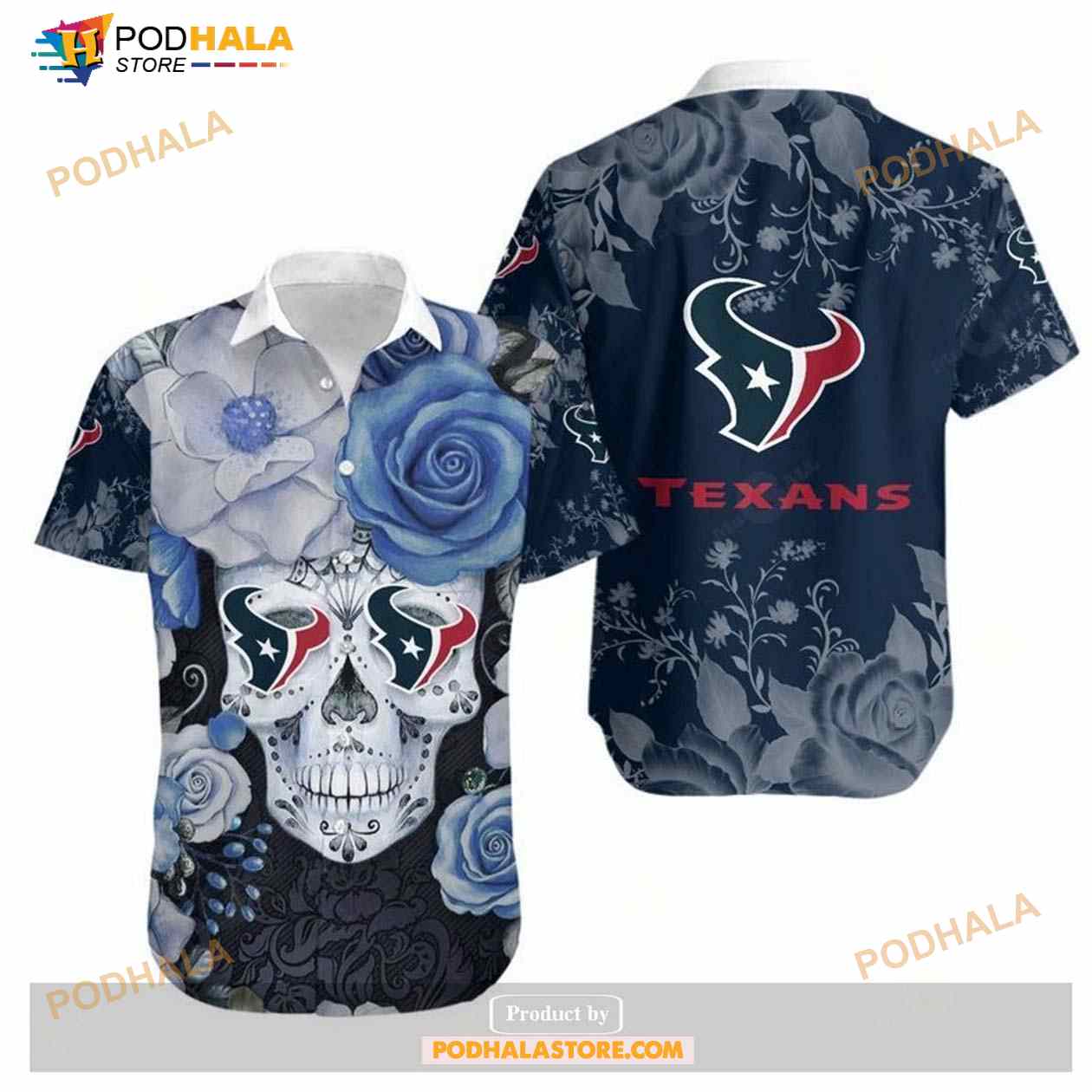 Houston Texans Skull NFL Gift For Fan Hawaiian Graphic Print Short Sleeves Shirt Houston Texans Skull NFL Gift For Fan Hawaiian Graphic Print Short Sleeves Shirt