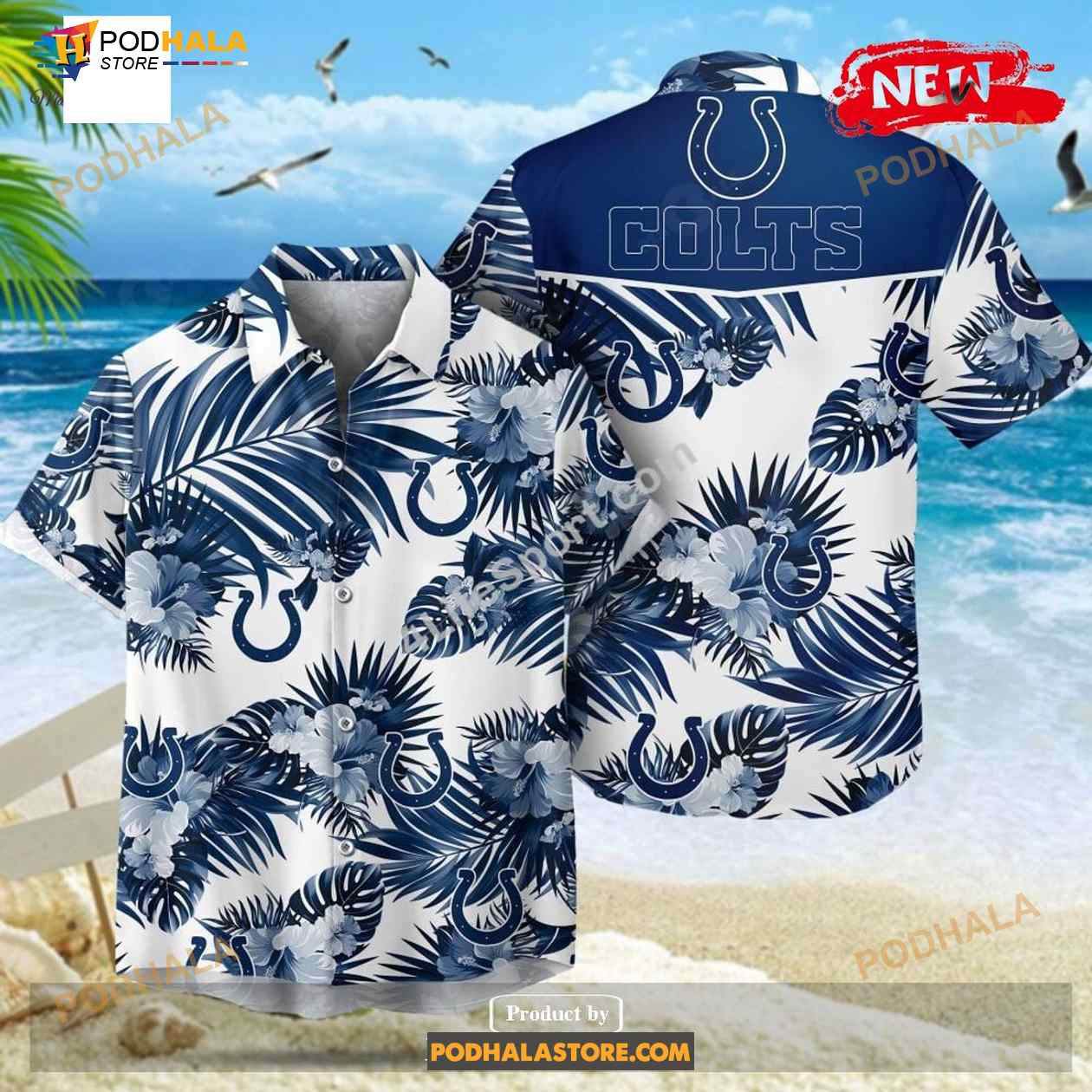 Indianapolis Colts NFL Palm Leaves Hot Summer Collection Funny 3D NFL Hawaiian Shirt Indianapolis Colts NFL Palm Leaves Hot Summer Collection Funny 3D NFL Hawaiian Shirt