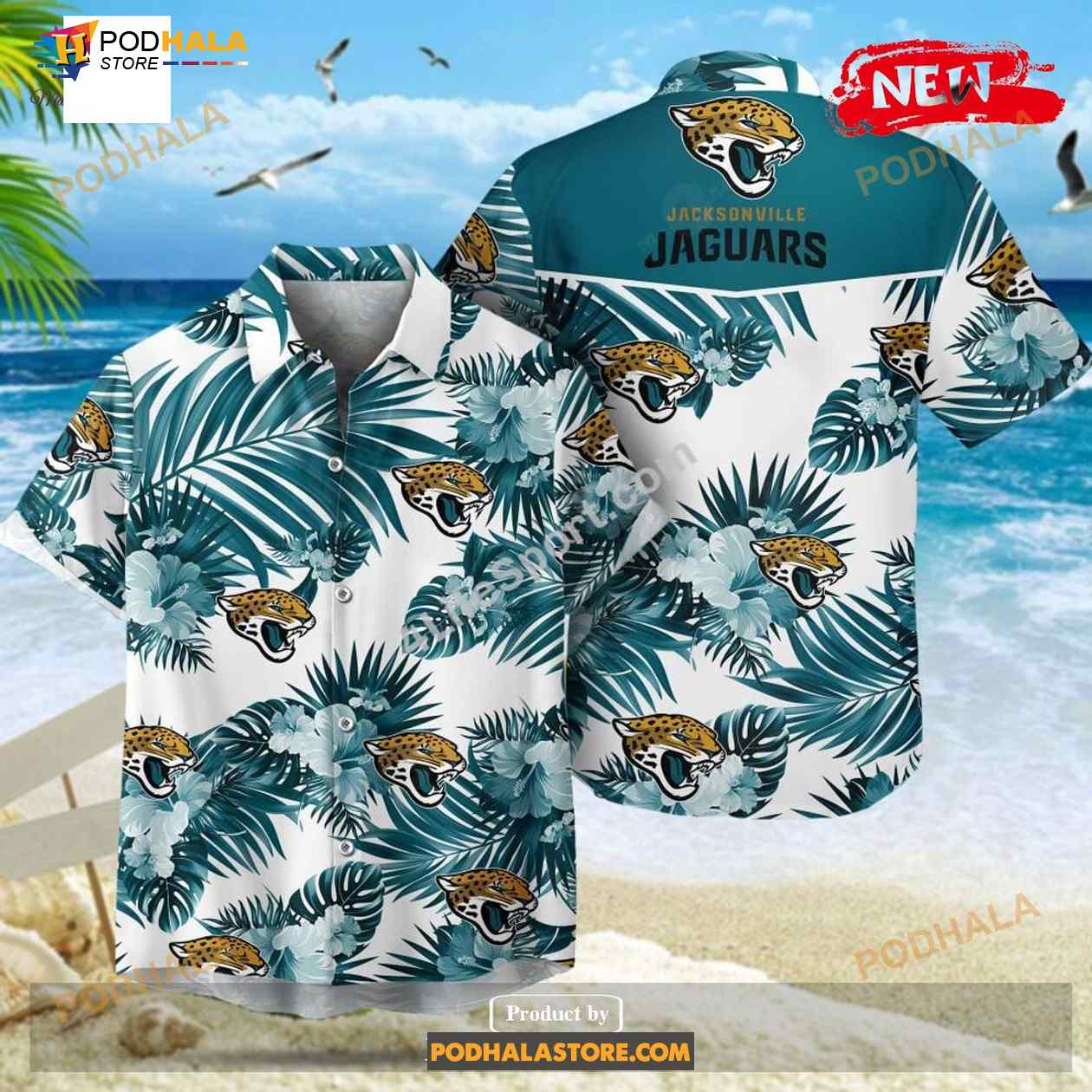 Jacksonville Jaguars NFL Palm Leaves Hot Summer Collection Funny 3D NFL Hawaiian Shirt Jacksonville Jaguars NFL Palm Leaves Hot Summer Collection Funny 3D NFL Hawaiian Shirt