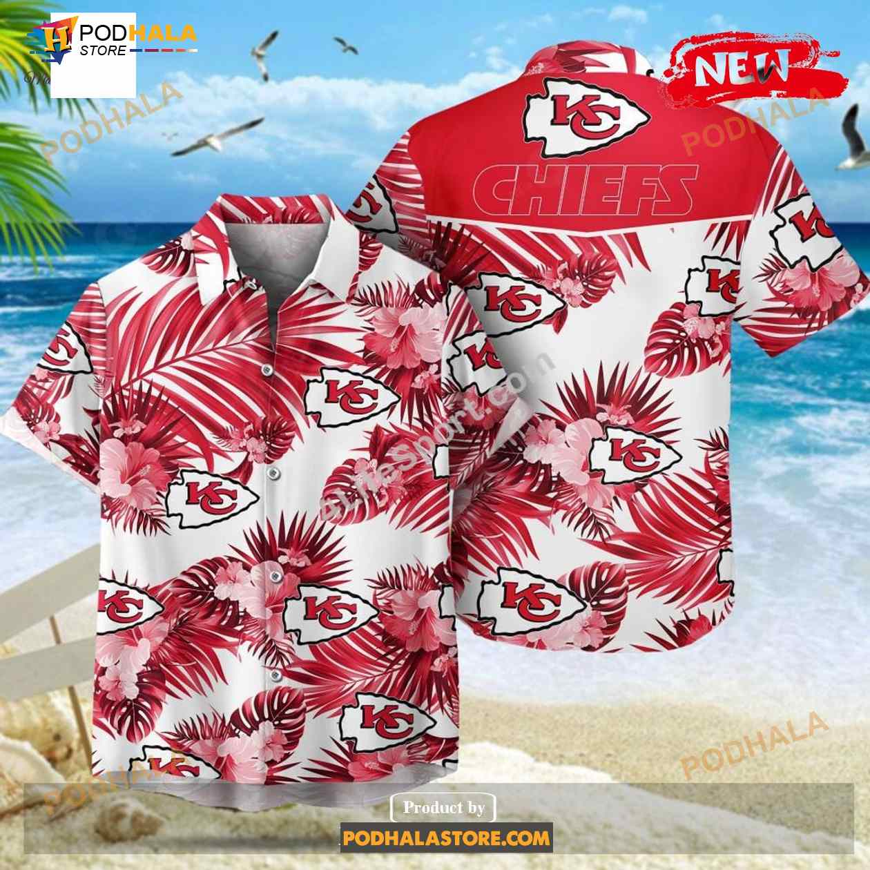 Kansas City Chiefs NFL Palm Leaves Hot Summer Collection Funny 3D NFL Hawaiian Shirt Kansas City Chiefs NFL Palm Leaves Hot Summer Collection Funny 3D NFL Hawaiian Shirt