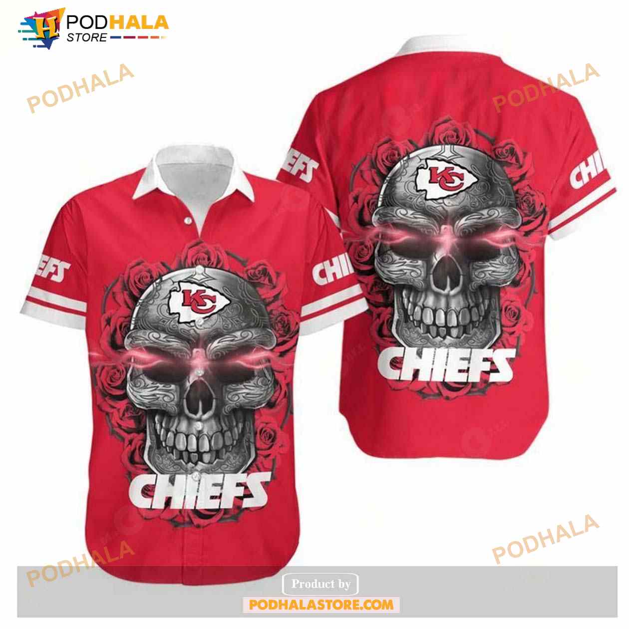 Kansas City Chiefs Sugar Skull NFL Gift For Fan Hawaiian Graphic Print Shirt Kansas City Chiefs Sugar Skull NFL Gift For Fan Hawaiian Graphic Print Shirt