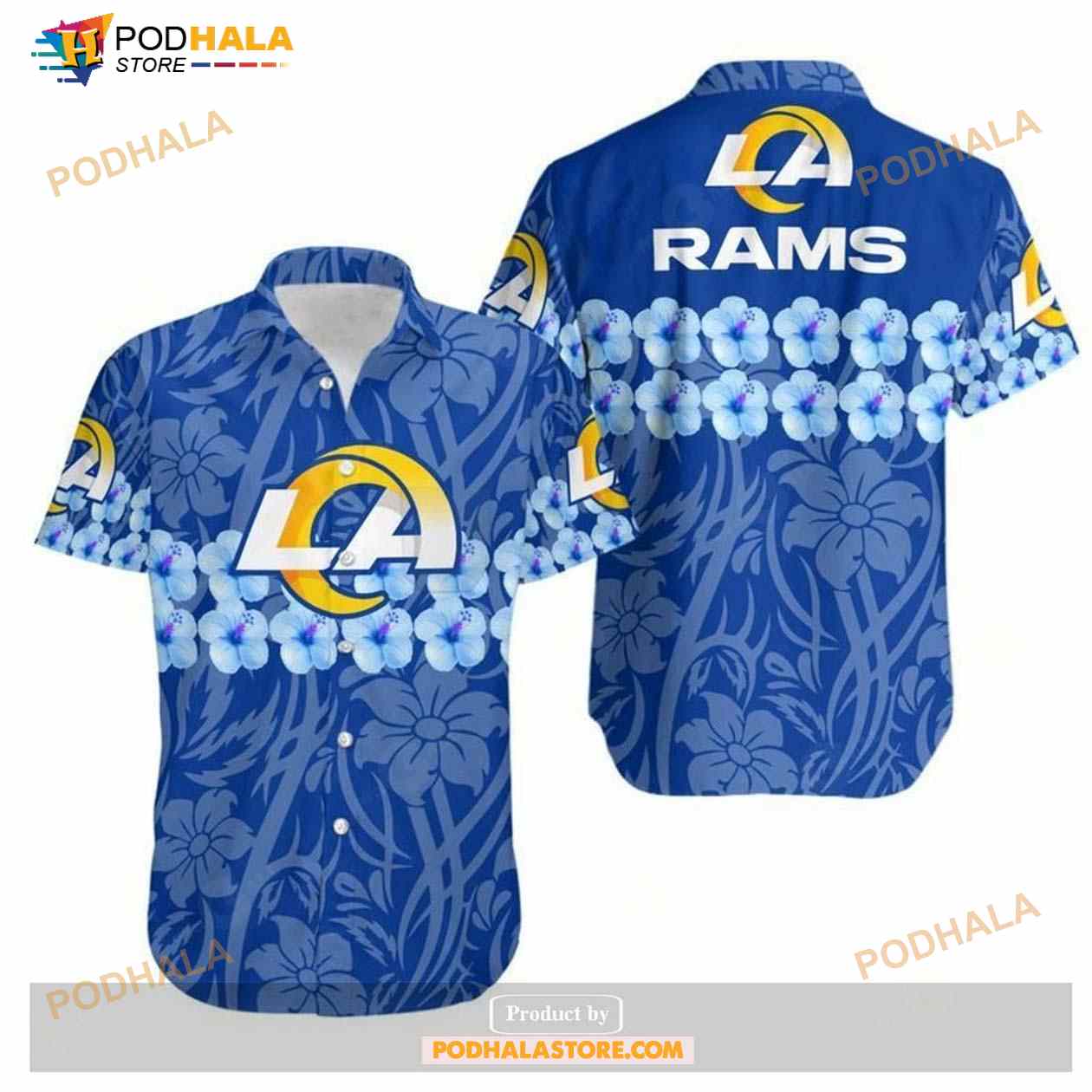Los Angeles Rams Flower And Logo Hawaii Shirt Summer Collection Los Angeles Rams Flower And Logo Hawaii Shirt Summer Collection