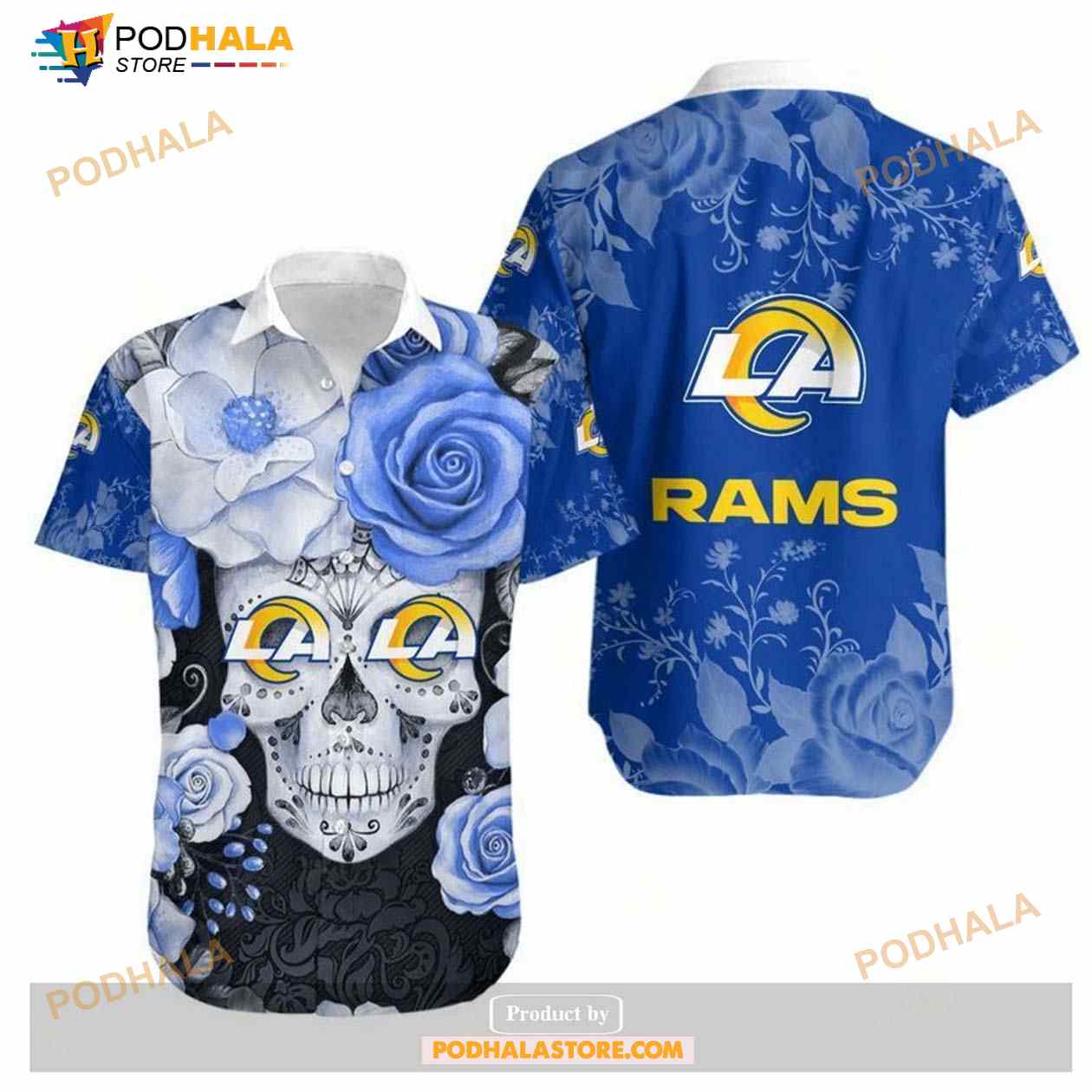 Los Angeles Rams Skull NFL Gift For Fan Hawaiian Graphic Print Short Shirt Los Angeles Rams Skull NFL Gift For Fan Hawaiian Graphic Print Short Shirt