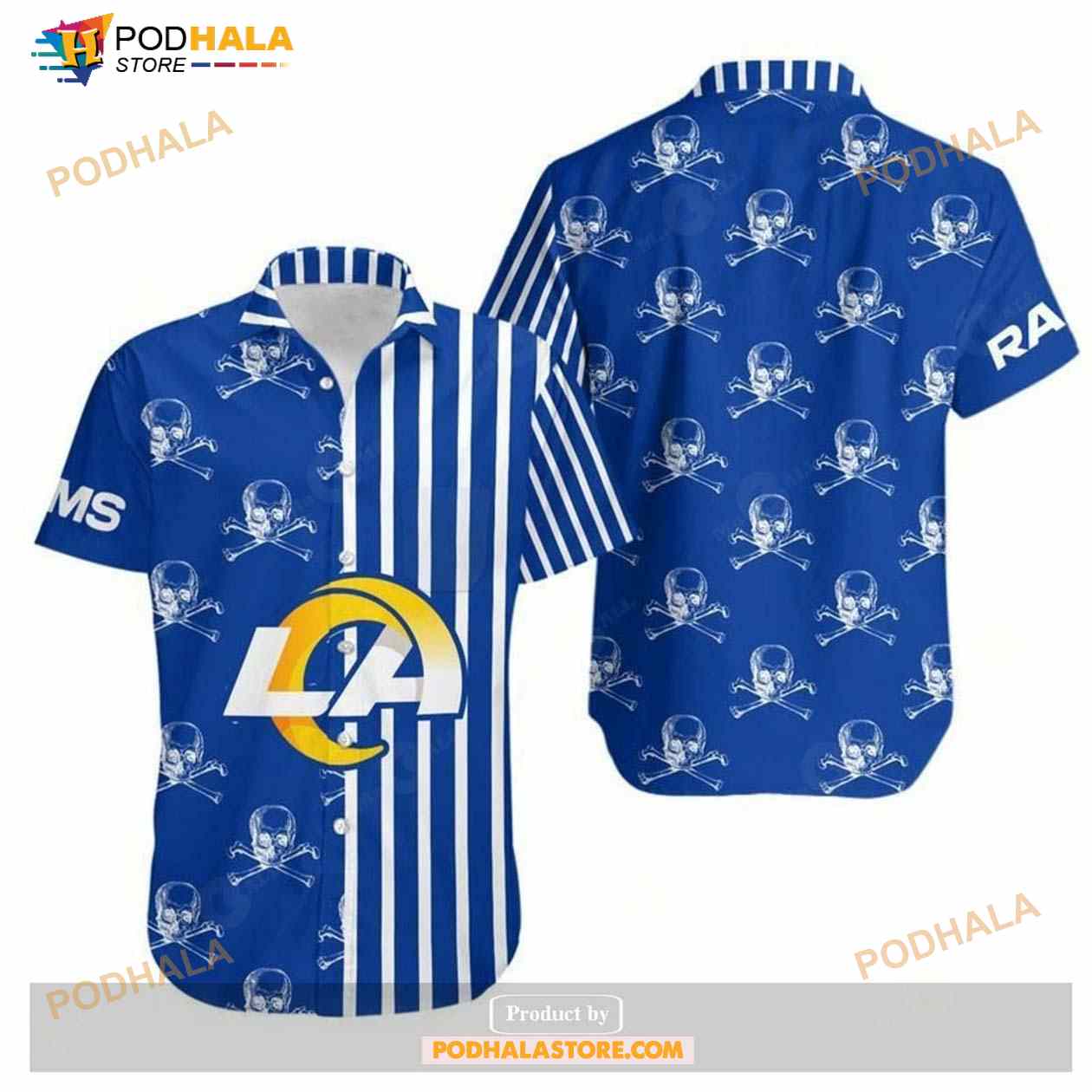Los Angeles Rams Stripes And Skull Hawaii Shirt Summer Collection Los Angeles Rams Stripes And Skull Hawaii Shirt Summer Collection