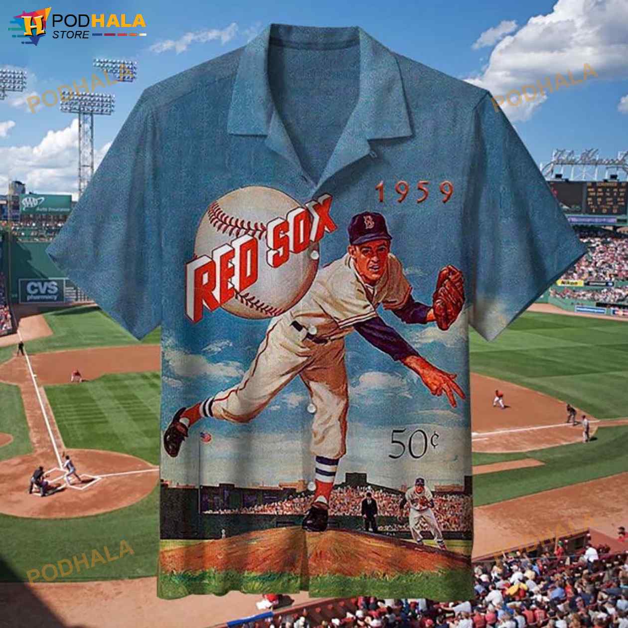 MLB 1959 Boston Red Sox Retro 3D Funny Hawaiian Shirt MLB 1959 Boston Red Sox Retro 3D Funny Hawaiian Shirt