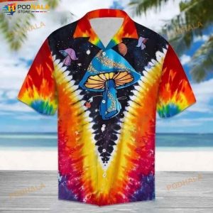 Magic Mushroom Trippy Hippie Tie Dye 3D Funny Hawaiian Shirt