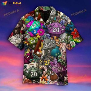 Magic Polyhedral Dice D20 3D Funny Hawaiian Shirt