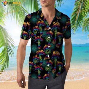Magic Psychedelic Neon Mushroom 3D Funny Hawaiian Shirt
