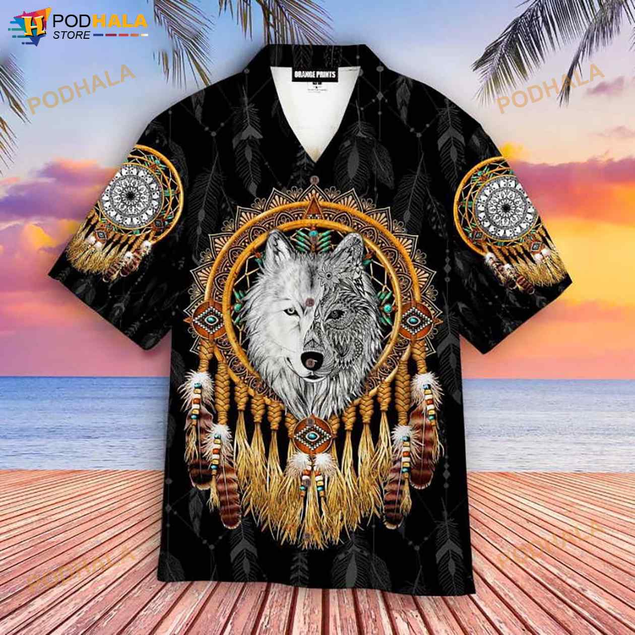 Mandala Dreamcatcher Native Wolf 3D Funny Hawaiian Shirt Mandala Dreamcatcher Native Wolf 3D Funny Hawaiian Shirt