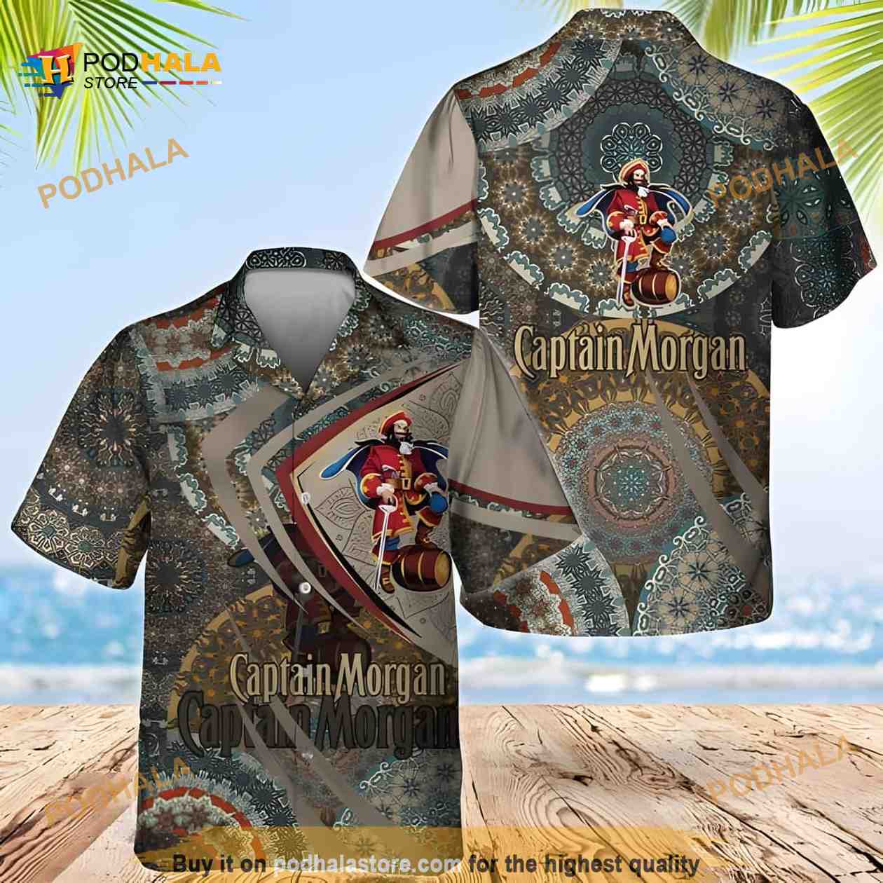 Mandala Pattern Captain Morgan Hawaiian Shirt Mandala Pattern Captain Morgan Hawaiian Shirt