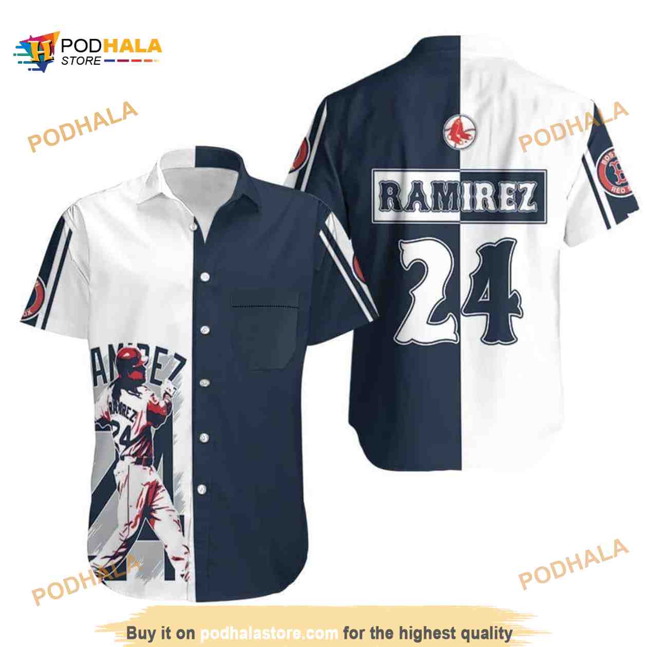 Manny Ramirez 24 Boston Red Sox Hawaiian Shirt Baseball Fans Gift Manny Ramirez 24 Boston Red Sox Hawaiian Shirt Baseball Fans Gift