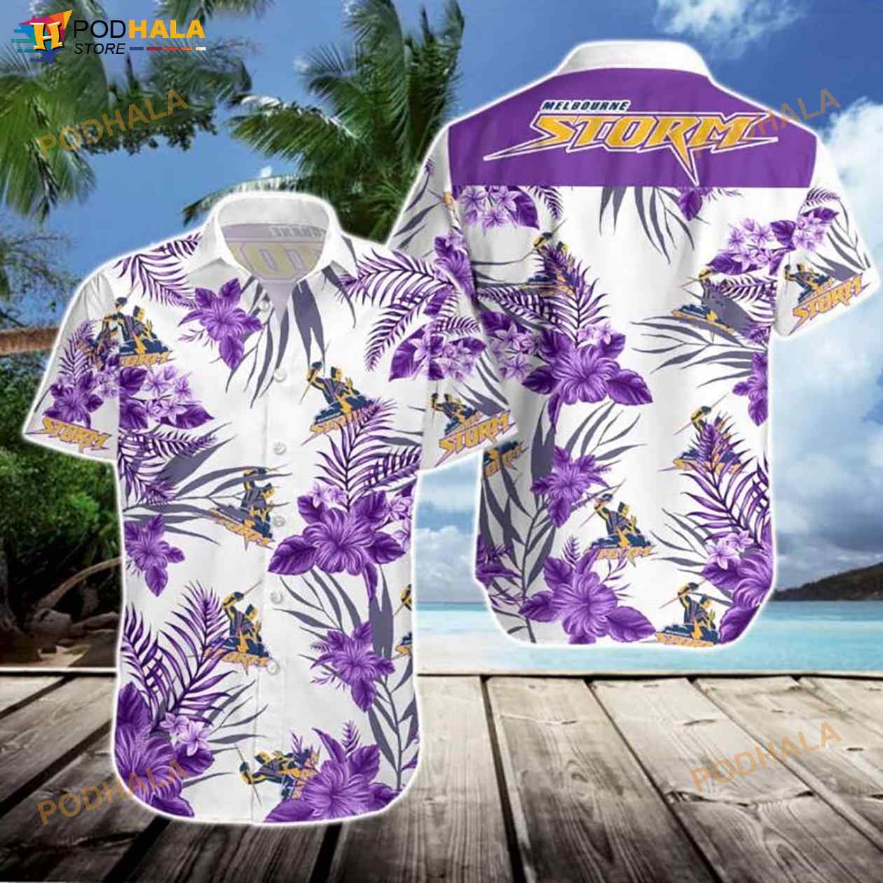 Melbourne Storm 3D Funny Hawaiian Shirt Melbourne Storm 3D Funny Hawaiian Shirt