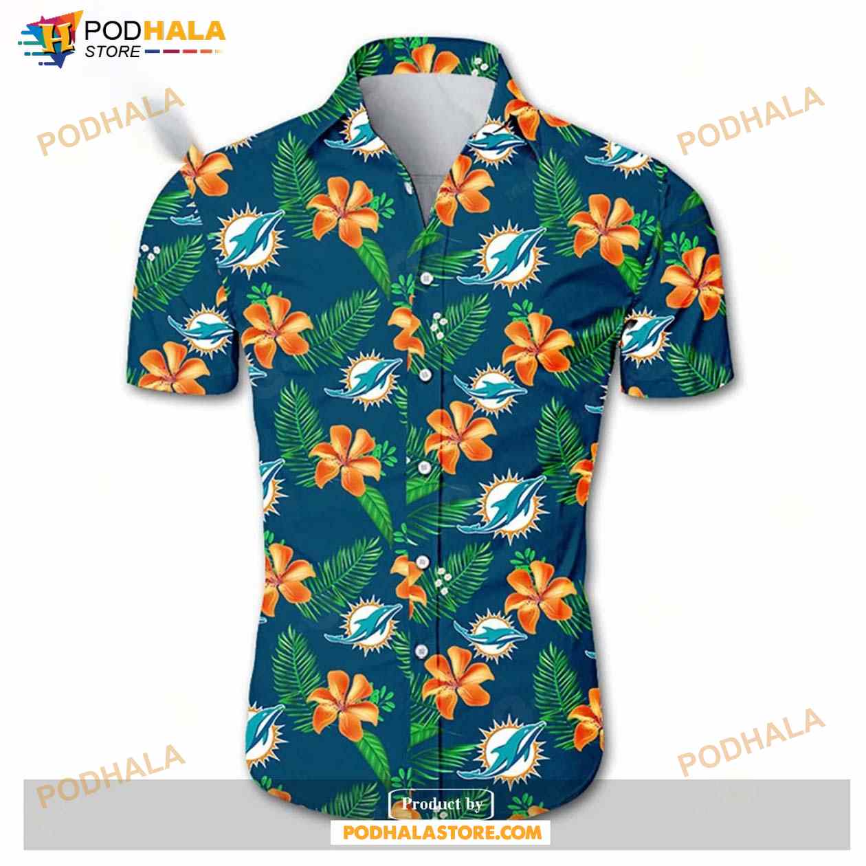 Miami Dolphins Tropical Flower Summer Hawaiian Shirt Miami Dolphins Tropical Flower Summer Hawaiian Shirt