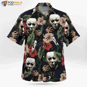 Michael Myers Faces Flowery Halloween Gifts Hawaiian Shirt