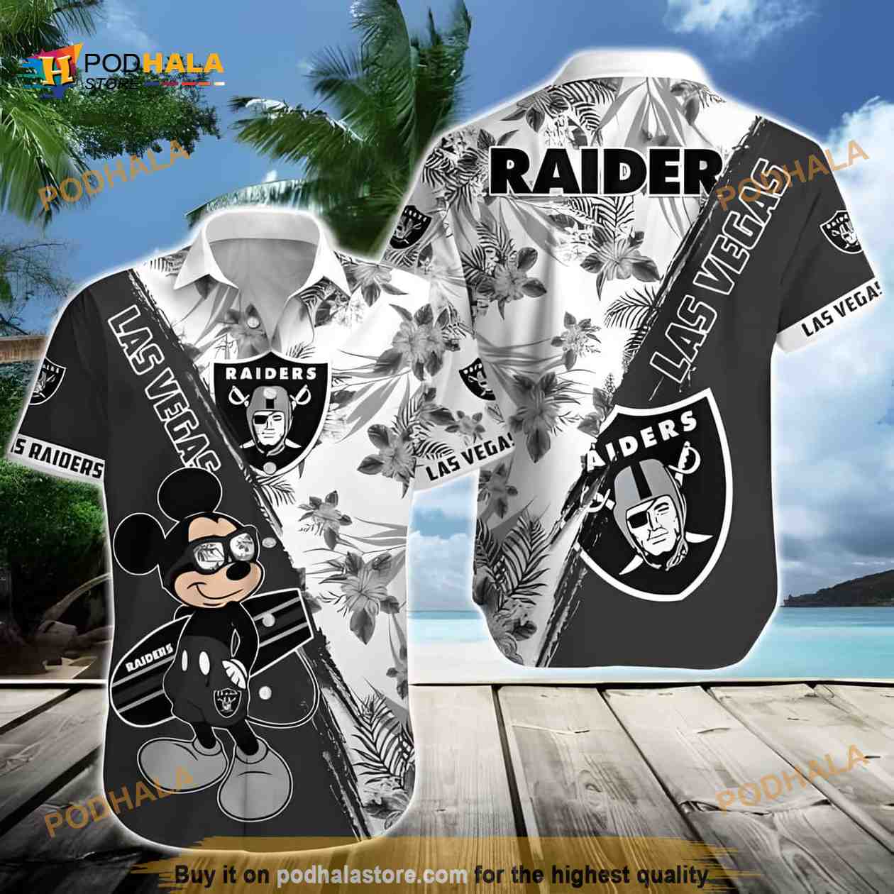 Mickey Mouse Disney Hawaiian Shirt Tropical Flower Pattern Las Vegas Raiders Mickey Mouse Disney Hawaiian Shirt Tropical Flower Pattern Las Vegas Raiders