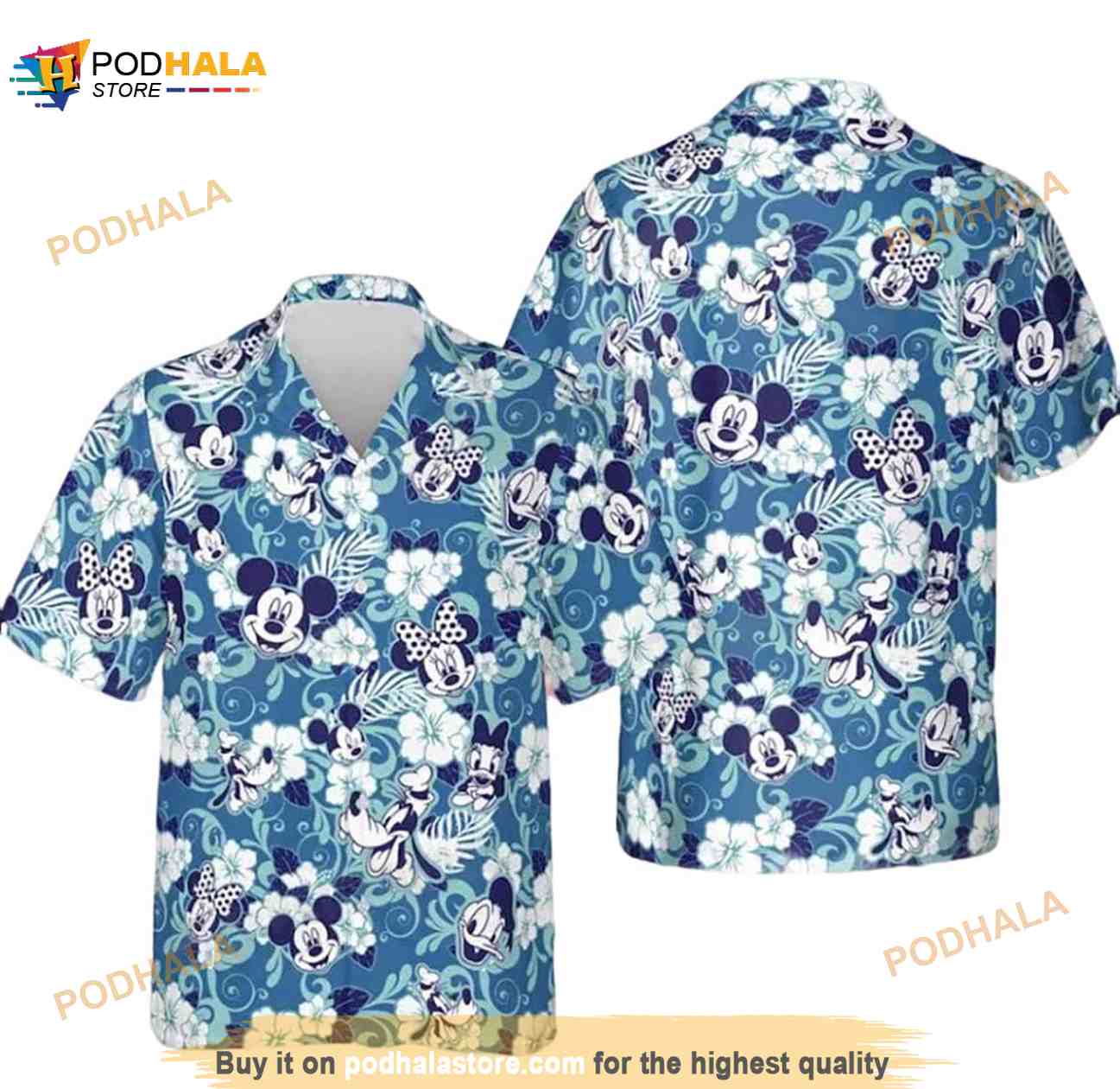 Mickey Mouse Floral Summer Button Vacation Blue Funny Hawaiian Shirt Mickey Mouse Floral Summer Button Vacation Blue Funny Hawaiian Shirt
